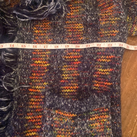 Minkas Multi Colour Long Sweater Cardigan Fringe Size S - Picture 12 of 13